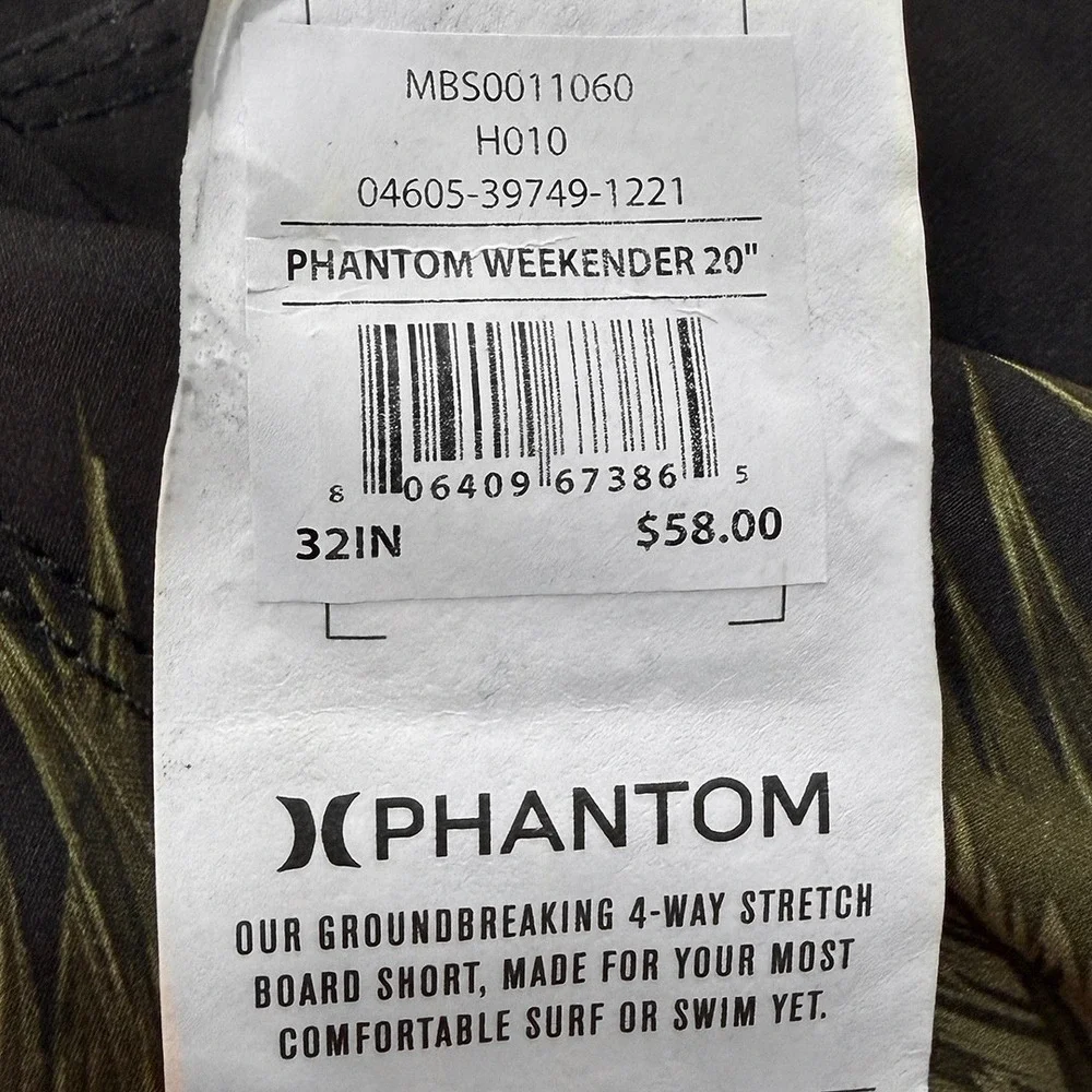 Hurley Phantom Weekender Board Shorts - NWT Mens 32 Black / Multi -  #49550-K3